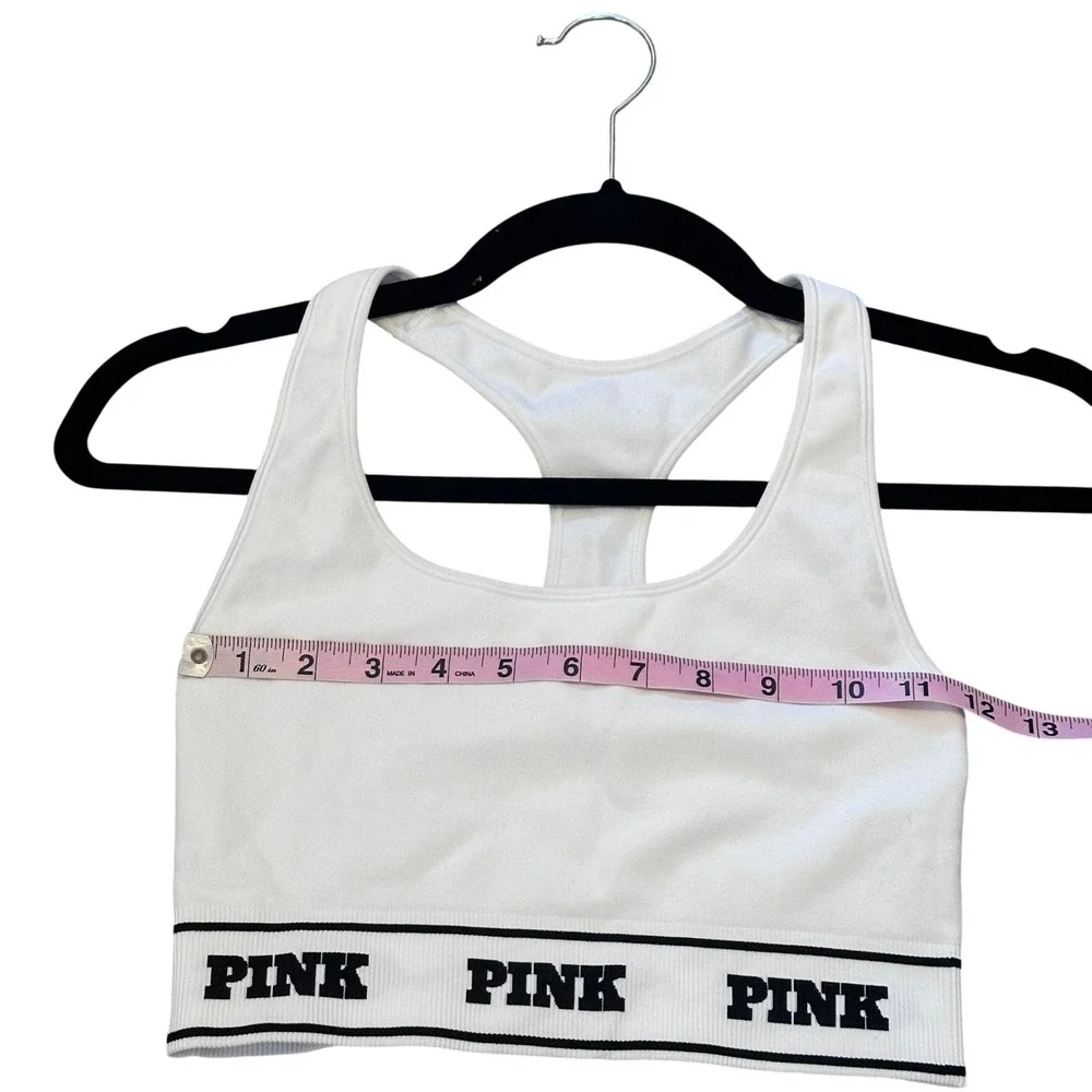PINK by Victoria's Secret White Racerback Sports Bra Logo Band Size‎ XS